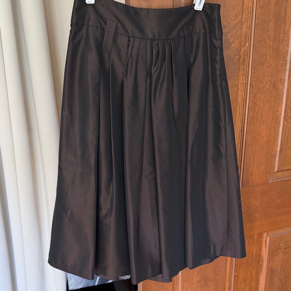 Zara Chocolate Pleated Midi Skirt